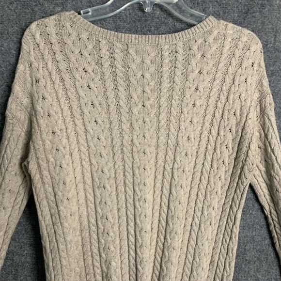 American Eagle Outfitters Tunic Sweater Women L Cable Stitch Mauve Beige Pull On - Picture 9 of 16